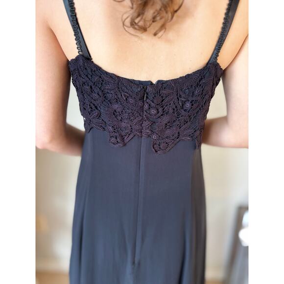 LAURA ASHLEY Vintage 100% Silk Chiffon Tulip Panel Dress Crochet Top & Straps - Picture 4 of 12